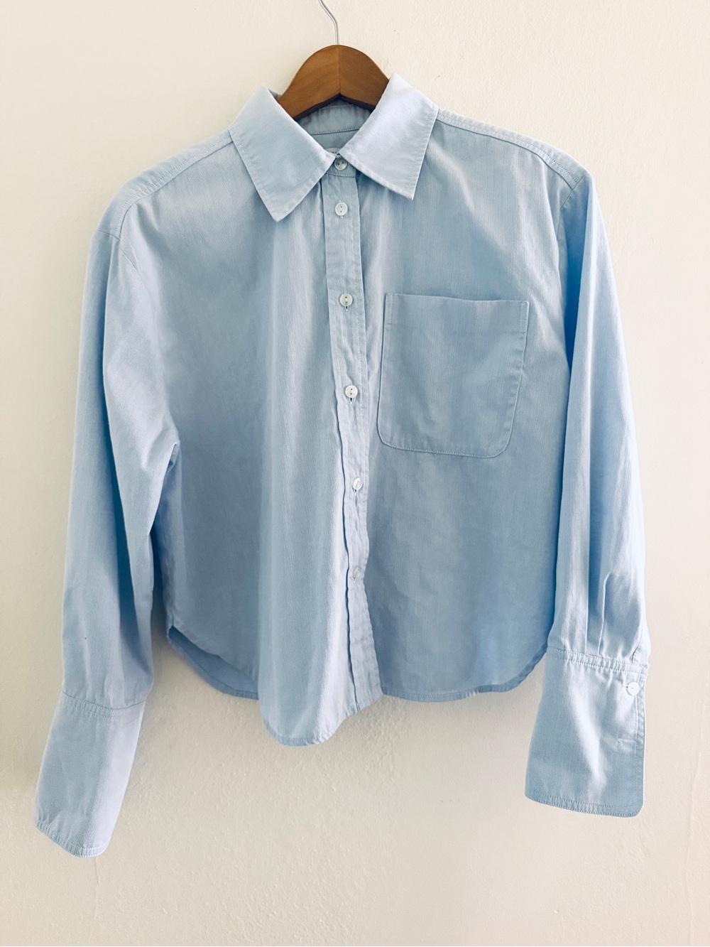Parker Light Blue Micro Striped Button-Up Shirt With Back Pocket